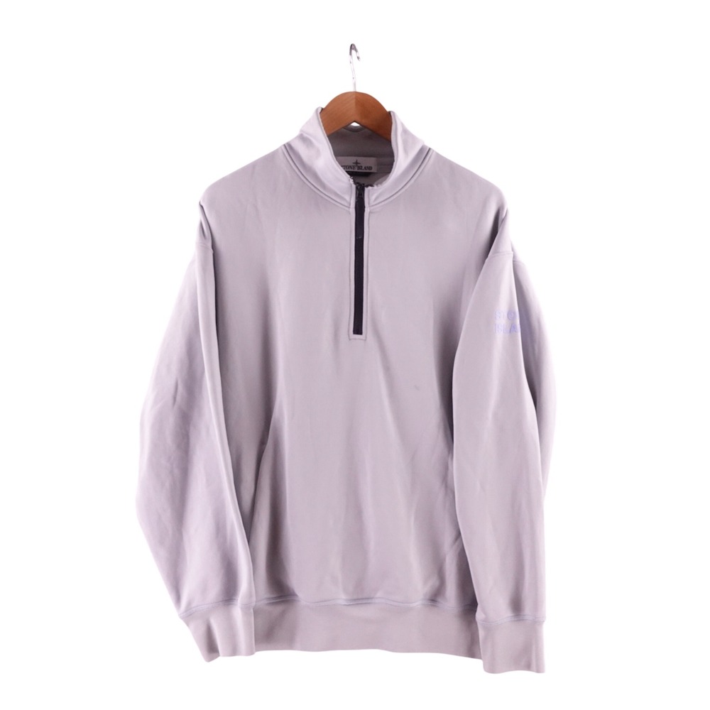 Stone Island Mens Large Gray Quarter Zip Sweatshirt Logo 771560435